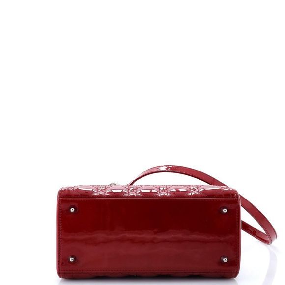 Christian Dior Lady Dior Bag Cannage Quilt Patent Medium Red - Picture 4 of 7